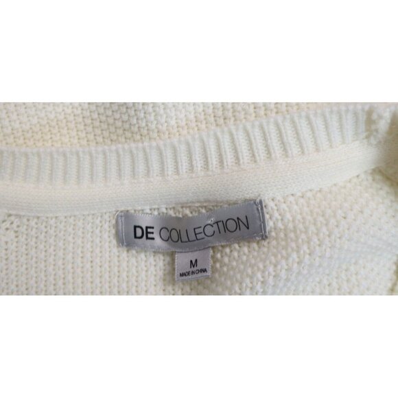 WOMEN'S IVORY WHITE SHORT SLEEVE SWEATER - LACE FRONT - DE COLLECTION - SIZE M - Picture 6 of 6